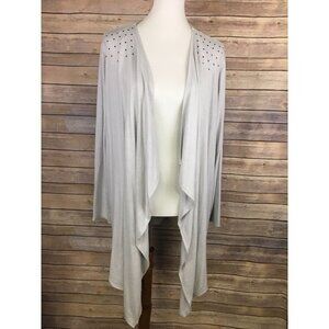 Brit & Bridle Large Open Front Cardigan Blue Shoulder Detail Soft Waterfall NWT